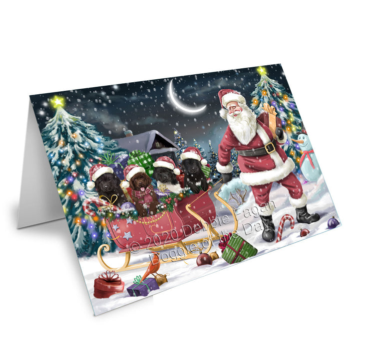 Christmas Santa Sled Newfoundland Dogs Handmade Artwork Assorted Pets Greeting Cards and Note Cards with Envelopes for All Occasions and Holiday Seasons