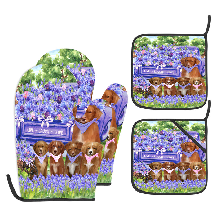 Nova Scotia Duck Tolling Retriever Oven Mitts and Pot Holder Set, Explore a Variety of Personalized Designs, Custom, Kitchen Gloves for Cooking with Potholders, Pet and Dog Gift Lovers