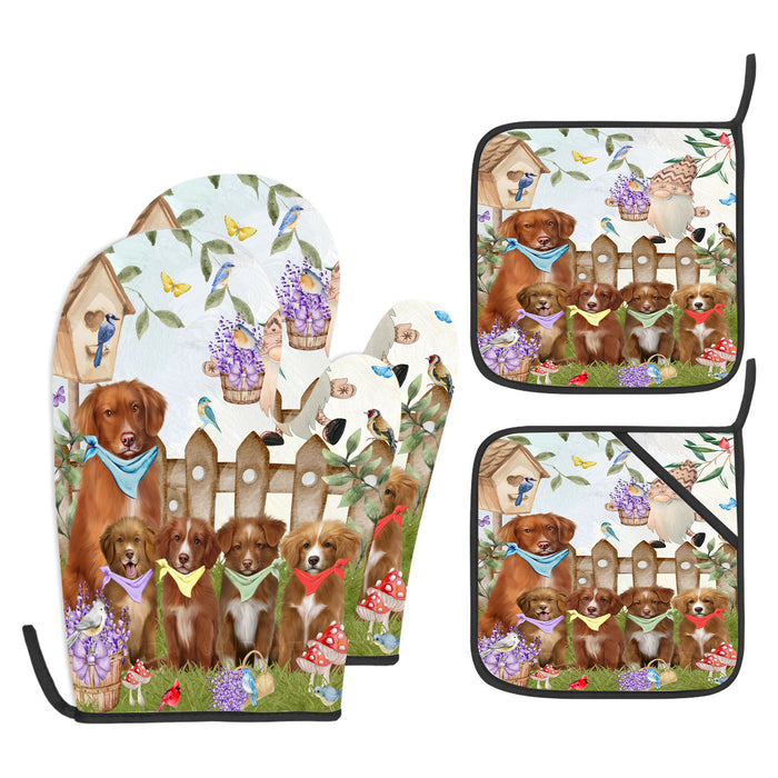 Nova Scotia Duck Tolling Retriever Oven Mitts and Pot Holder Set: Explore a Variety of Designs, Custom, Personalized, Kitchen Gloves for Cooking with Potholders, Gift for Dog Lovers