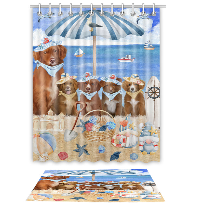 Nova Scotia Duck Tolling Retriever Shower Curtain & Bath Mat Set, Bathroom Decor Curtains with hooks and Rug, Explore a Variety of Designs, Personalized, Custom, Dog Lover's Gifts