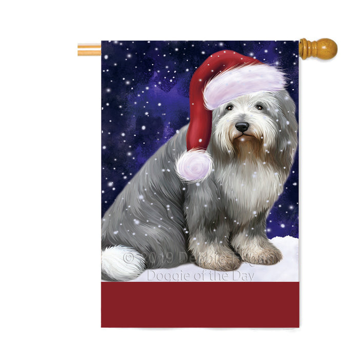 Personalized Let It Snow Happy Holidays Old English Sheepdog Custom House Flag FLG-DOTD-A62429