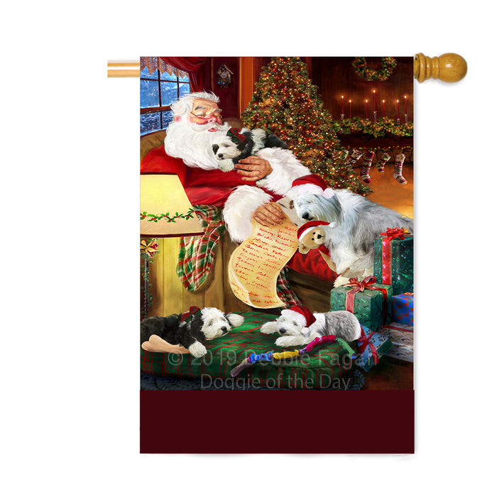 Personalized Orange Tabby Cats and Kittens Sleeping with Santa Custom House Flag FLG-DOTD-A62707