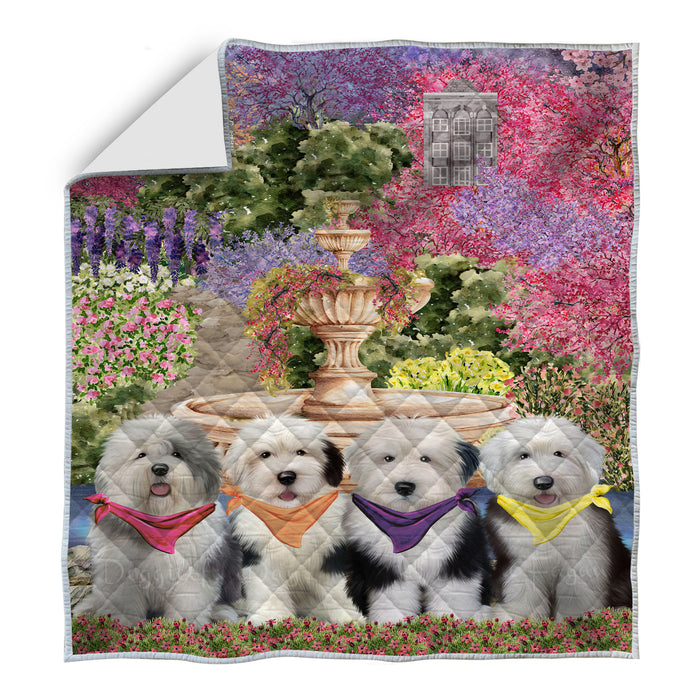 Old English Sheepdog Bedding Quilt, Bedspread Coverlet Quilted, Explore a Variety of Designs, Custom, Personalized, Pet Gift for Dog Lovers