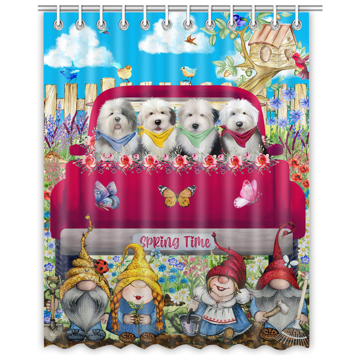 Old English Sheepdog Shower Curtain: Explore a Variety of Designs, Halloween Bathtub Curtains for Bathroom with Hooks, Personalized, Custom, Gift for Pet and Dog Lovers