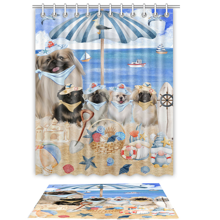 Pekingese Shower Curtain & Bath Mat Set - Explore a Variety of Personalized Designs - Custom Rug and Curtains with hooks for Bathroom Decor - Pet and Dog Lovers Gift