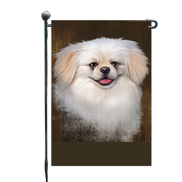 Personalized Rustic Pekingese Dog Custom Garden Flag GFLG63575