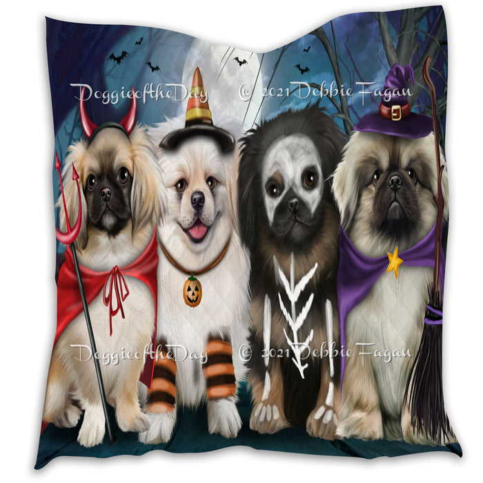 Happy Halloween Trick or Treat Pekingese Dogs Lightweight Soft Bedspread Coverlet Bedding Quilt QUILT60466