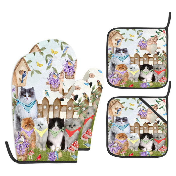 Persian Cat Oven Mitts and Pot Holder Set: Explore a Variety of Designs, Custom, Personalized, Kitchen Gloves for Cooking with Potholders, Gift for Cats Lovers