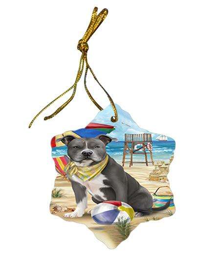 Pet Friendly Beach American Staffordshire Terrier Dog Star Porcelain Ornament SPOR49959