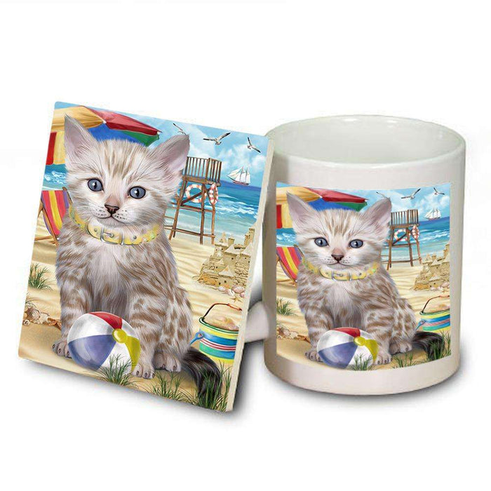 Pet Friendly Beach Bengal Cat Mug and Coaster Set MUC51540