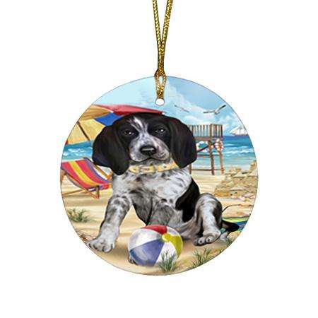 Pet Friendly Beach Bluetick Coonhound Dog Round Flat Christmas Ornament RFPOR49993