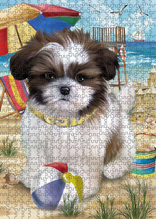 Pet Friendly Beach Shih Tzu Dog Puzzle with Photo Tin PUZL53994