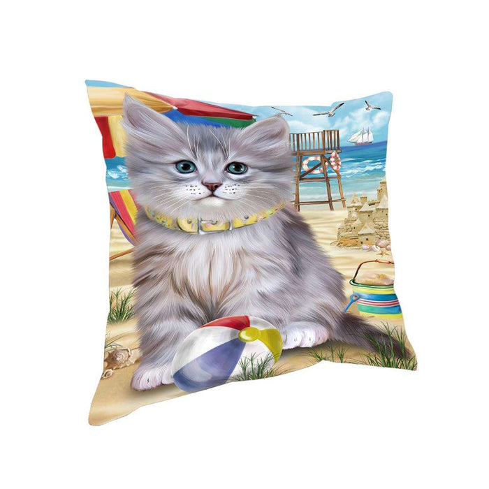 Pet Friendly Beach Siberian Cat Pillow PIL73376