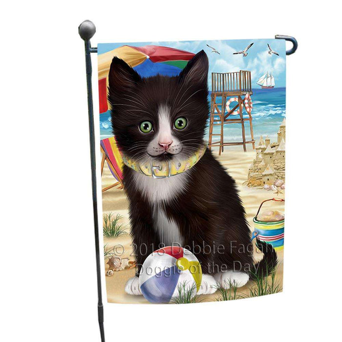 Pet Friendly Beach Tuxedo Cat Garden Flag GFLG51607