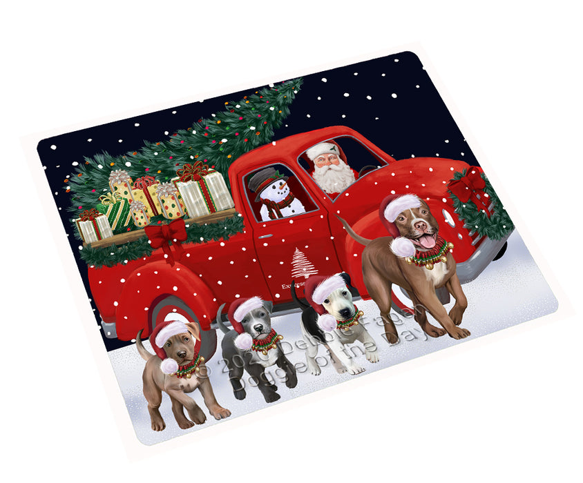 Christmas Express Delivery Red Truck Running Pitbull Dogs Cutting Board - Easy Grip Non-Slip Dishwasher Safe Chopping Board Vegetables C77854
