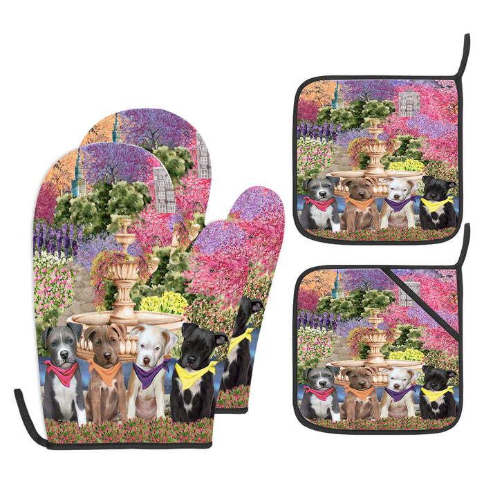 Pit Bull Oven Mitts and Pot Holder Set, Kitchen Gloves for Cooking with Potholders, Explore a Variety of Designs, Personalized, Custom, Dog Moms Gift