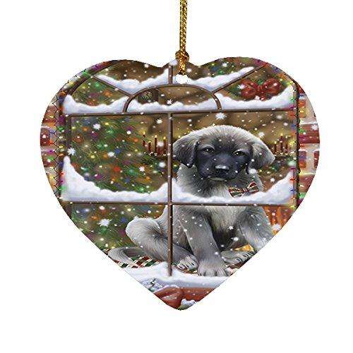 Please Come Home For Christmas Anatolian Shepherds Sitting In Window Heart Ornament