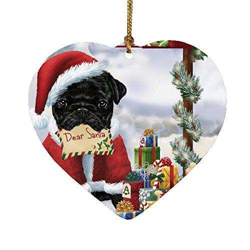 Pug Dear Santa Letter Christmas Holiday Mailbox Dog Heart Ornament