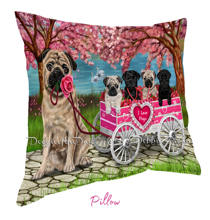 Mother's Day Gift Basket Pug Dogs Blanket, Pillow, Coasters, Magnet, Coffee Mug and Ornament
