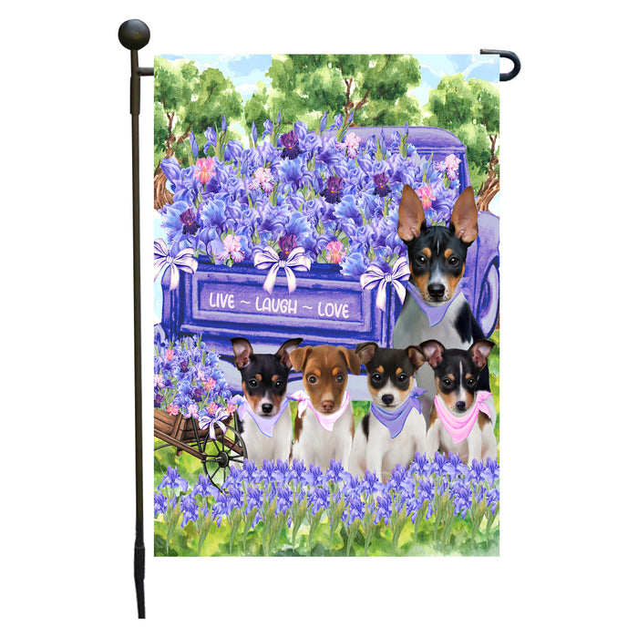 Rat Terrier Dogs Garden Flag for Dog and Pet Lovers, Explore a Variety of Designs, Custom, Personalized, Weather Resistant, Double-Sided, Outdoor Garden Yard Decoration