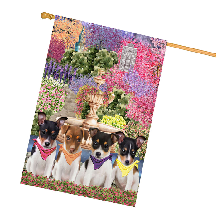 Rat Terrier Dogs House Flag: Explore a Variety of Designs, Weather Resistant, Double-Sided, Custom, Personalized, Home Outdoor Yard Decor for Dog and Pet Lovers