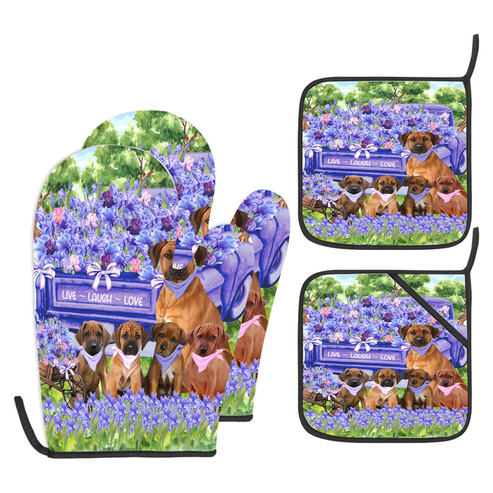 Rhodesian Ridgeback Oven Mitts and Pot Holder Set: Explore a Variety of Designs, Personalized, Potholders with Kitchen Gloves for Cooking, Custom, Halloween Gifts for Dog Mom