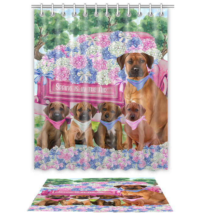 Rhodesian Ridgeback Shower Curtain & Bath Mat Set, Custom, Explore a Variety of Designs, Personalized, Curtains with hooks and Rug Bathroom Decor, Halloween Gift for Dog Lovers