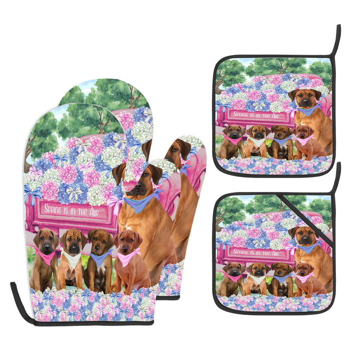 Rhodesian Ridgeback Oven Mitts and Pot Holder Set: Kitchen Gloves for Cooking with Potholders, Custom, Personalized, Explore a Variety of Designs, Dog Lovers Gift