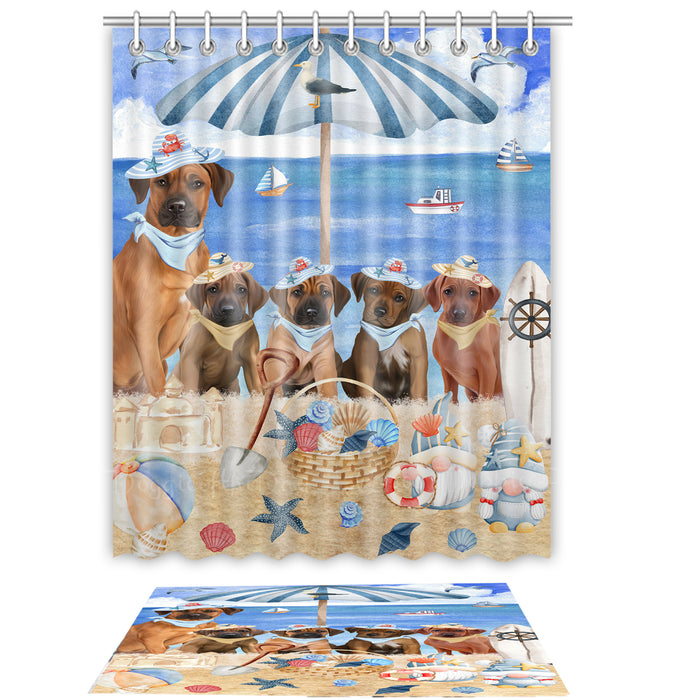 Rhodesian Ridgeback Shower Curtain & Bath Mat Set, Custom, Explore a Variety of Designs, Personalized, Curtains with hooks and Rug Bathroom Decor, Halloween Gift for Dog Lovers
