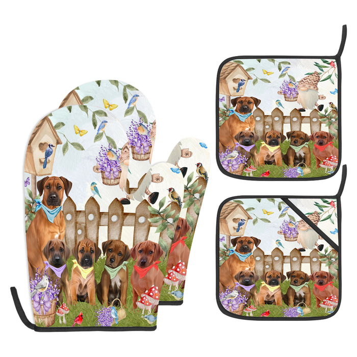 Rhodesian Ridgeback Oven Mitts and Pot Holder Set, Kitchen Gloves for Cooking with Potholders, Explore a Variety of Designs, Personalized, Custom, Dog Moms Gift