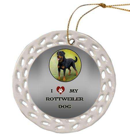 Rottweiler Dog Christmas Doily Ceramic Ornament