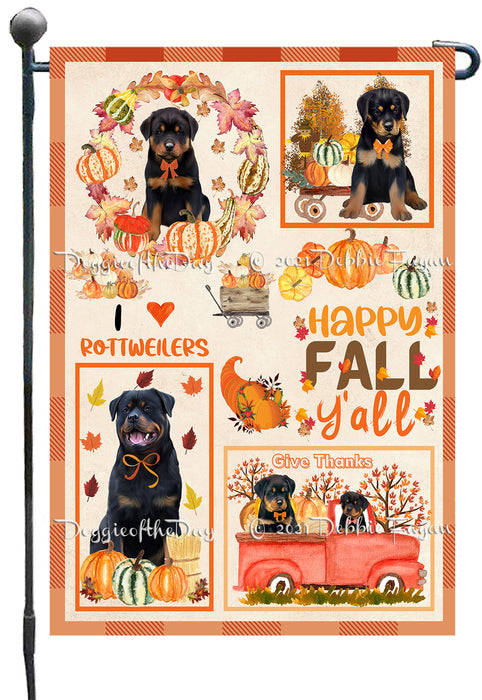 Happy Fall Y'all Pumpkin Rottweiler Dogs Garden Flags- Outdoor Double Sided Garden Yard Porch Lawn Spring Decorative Vertical Home Flags 12 1/2"w x 18"h