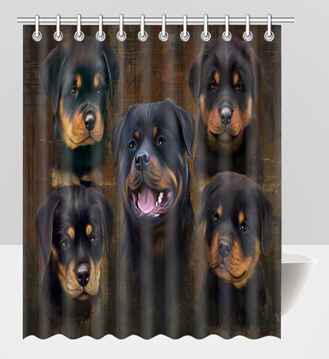 Rustic Rottweiler Dogs Shower Curtain