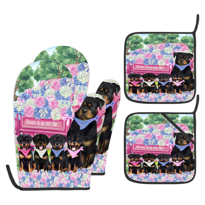Rottweiler Oven Mitts and Pot Holder Set, Kitchen Gloves for Cooking with Potholders, Explore a Variety of Custom Designs, Personalized, Pet & Dog Gifts