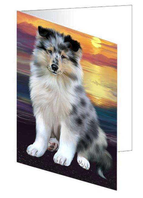 Rough Collie Dog Handmade Artwork Assorted Pets Greeting Cards and Note Cards with Envelopes for All Occasions and Holiday Seasons GCD68288