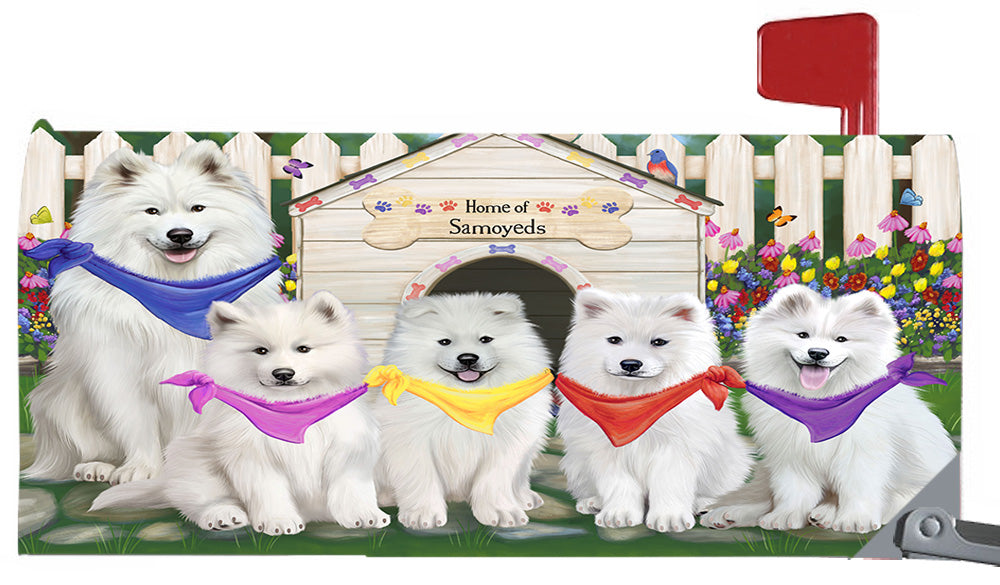 Spring Dog House Samoyed Dogs Magnetic Mailbox Cover MBC48670