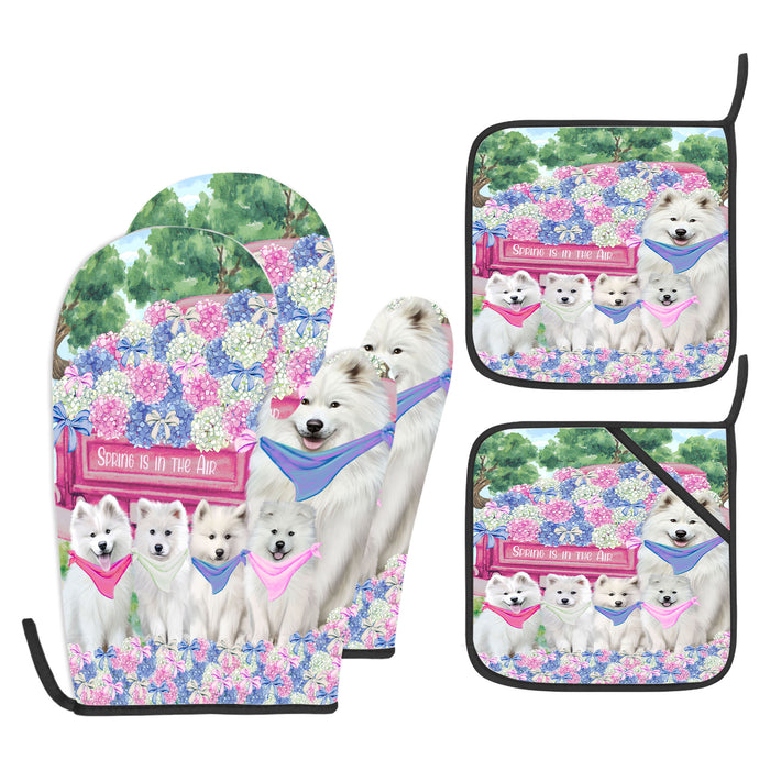 Samoyed Oven Mitts and Pot Holder Set, Kitchen Gloves for Cooking with Potholders, Explore a Variety of Designs, Personalized, Custom, Dog Moms Gift