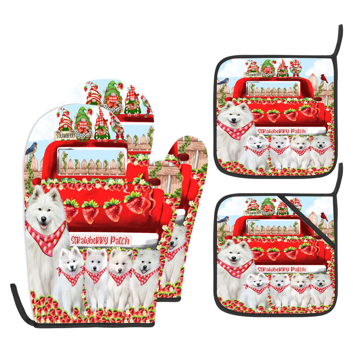 Samoyed Oven Mitts and Pot Holder Set: Explore a Variety of Designs, Custom, Personalized, Kitchen Gloves for Cooking with Potholders, Gift for Dog Lovers