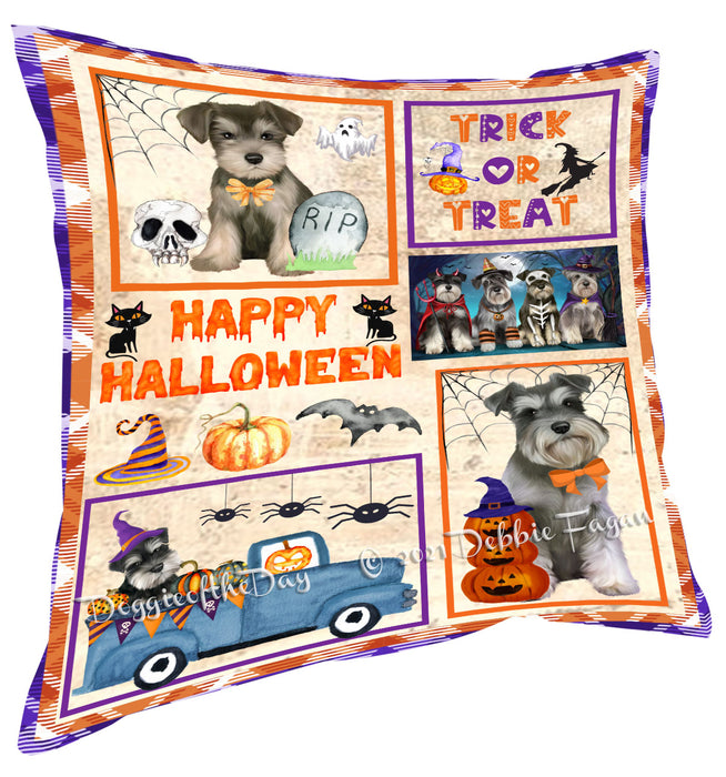 Happy Halloween Trick or Treat Schnauzer Dogs Pillow with Top Quality High-Resolution Images - Ultra Soft Pet Pillows for Sleeping - Reversible & Comfort - Ideal Gift for Dog Lover - Cushion for Sofa Couch Bed - 100% Polyester