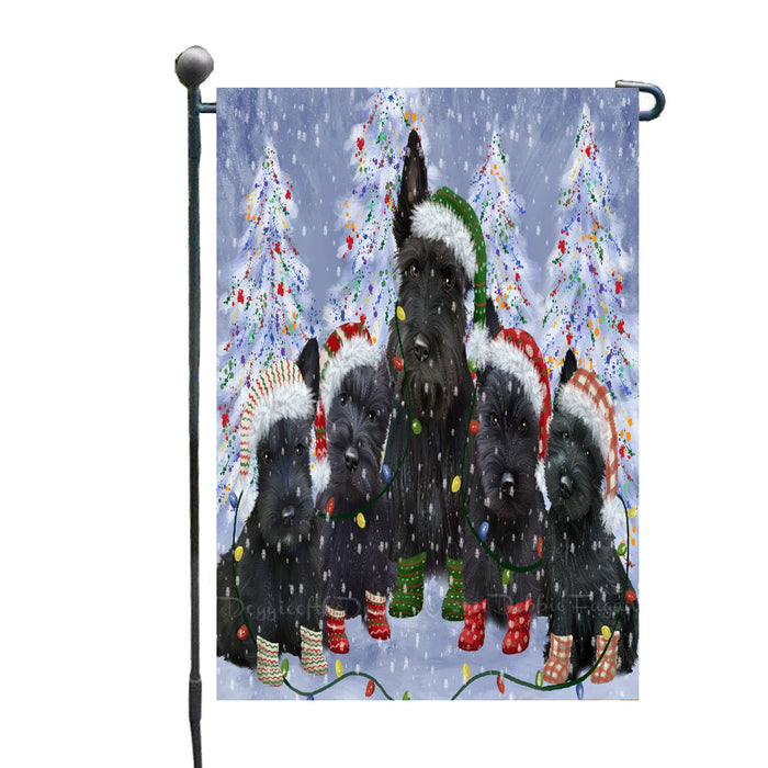 Christmas Lights and Scottish Terrier Dogs Garden Flags- Outdoor Double Sided Garden Yard Porch Lawn Spring Decorative Vertical Home Flags 12 1/2"w x 18"h