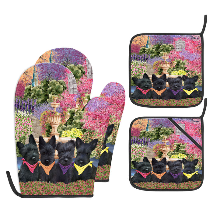 Scottish Terrier Oven Mitts and Pot Holder Set, Kitchen Gloves for Cooking with Potholders, Explore a Variety of Custom Designs, Personalized, Pet & Dog Gifts