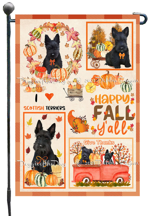 Happy Fall Y'all Pumpkin Scottish Terrier Dogs Garden Flags- Outdoor Double Sided Garden Yard Porch Lawn Spring Decorative Vertical Home Flags 12 1/2"w x 18"h