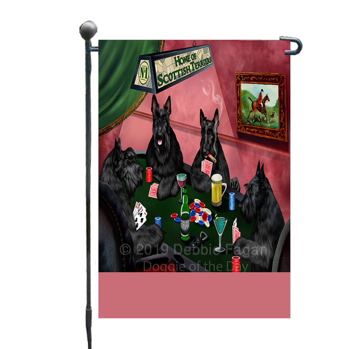 Personalized Home of Scottish Terrier Dogs Four Dogs Playing Poker Custom Garden Flags GFLG-DOTD-A60295