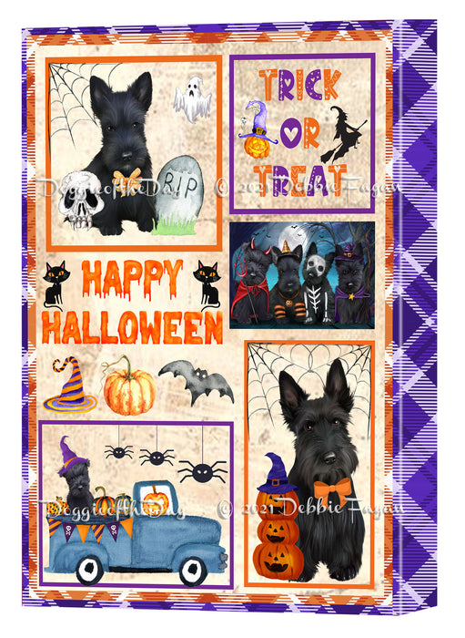 Happy Halloween Trick or Treat Scottish Terrier Dogs Canvas Wall Art Decor - Premium Quality Canvas Wall Art for Living Room Bedroom Home Office Decor Ready to Hang CVS150830