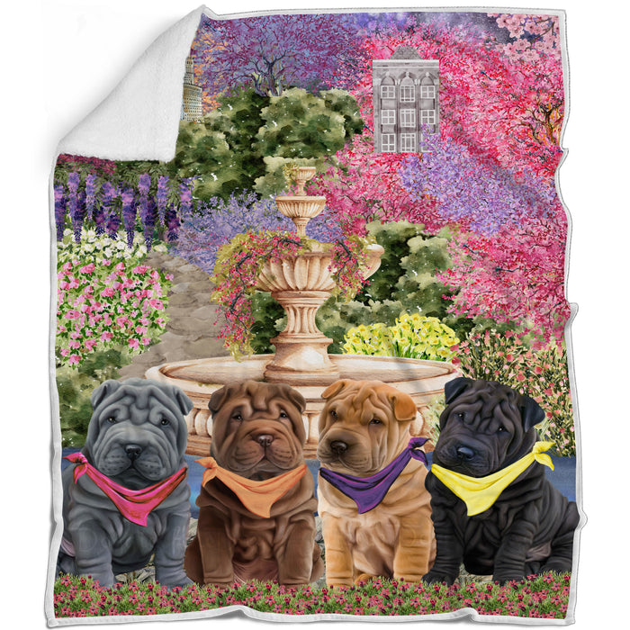 Shar Pei Blanket: Explore a Variety of Personalized Designs, Bed Cozy Sherpa, Fleece and Woven, Custom Dog Gift for Pet Lovers