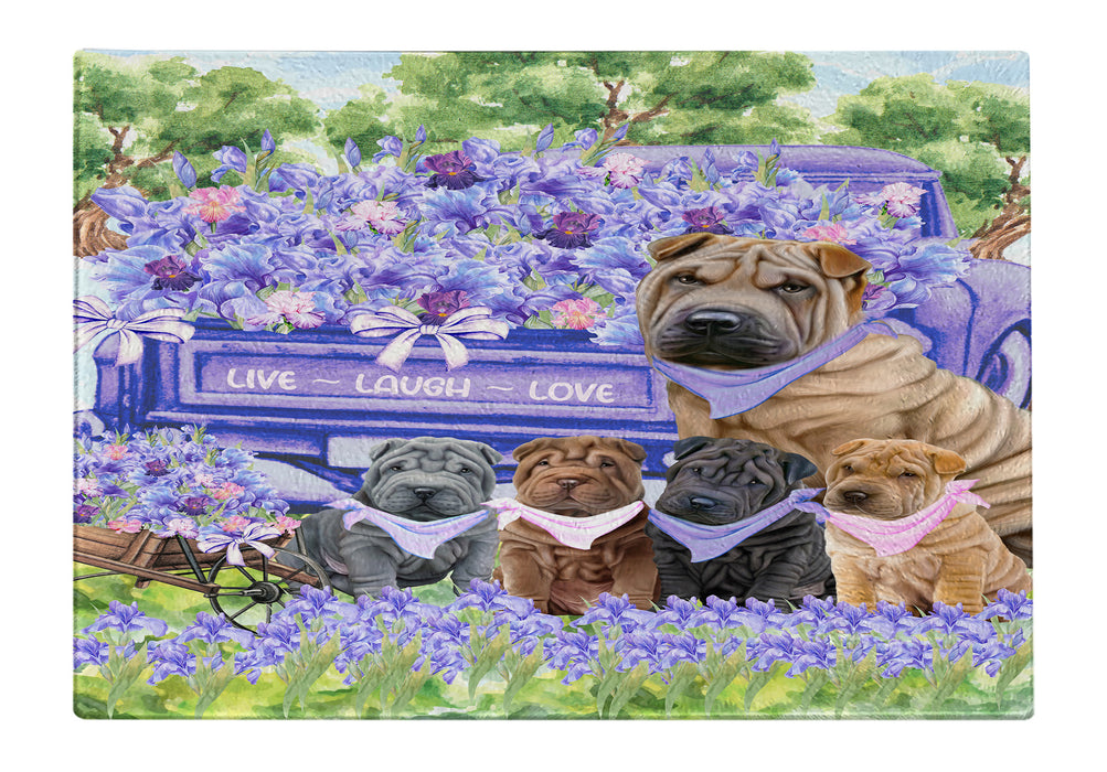 Shar Pei Cutting Board: Explore a Variety of Personalized Designs, Custom, Tempered Glass Kitchen Chopping Meats, Vegetables, Pet Gift for Dog Lovers
