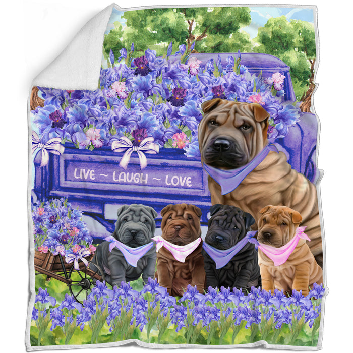 Shar Pei Bed Blanket, Explore a Variety of Designs, Personalized, Throw Sherpa, Fleece and Woven, Custom, Soft and Cozy, Dog Gift for Pet Lovers