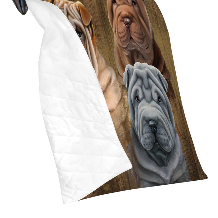 Rustic Shar-Pei Dogs Quilt
