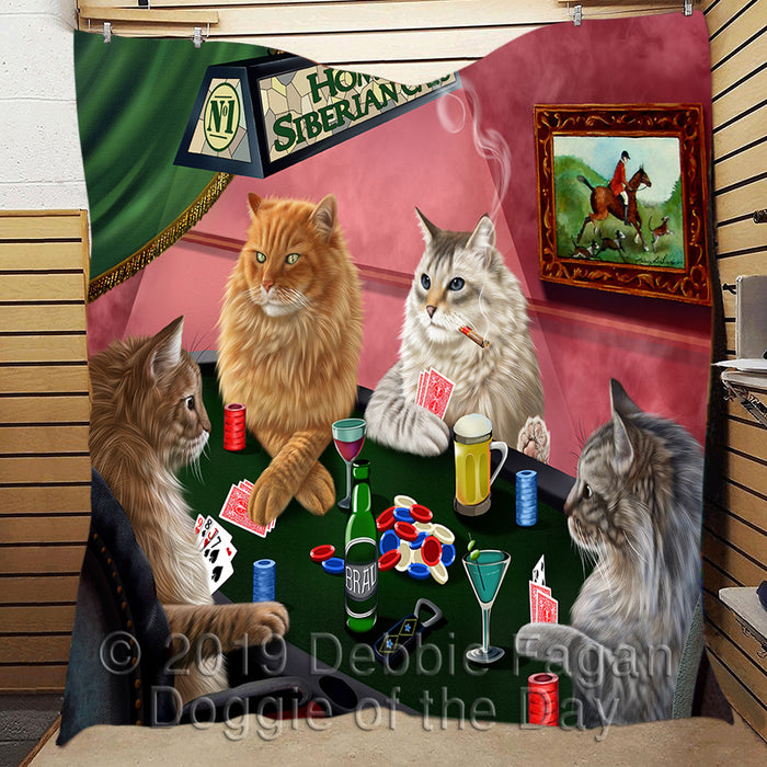 Home of  Siberian Cat Playing Poker Quilt