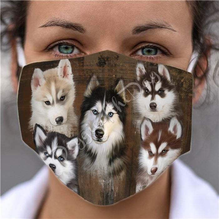 Rustic Siberian Husky Dogs Face Mask FM50092